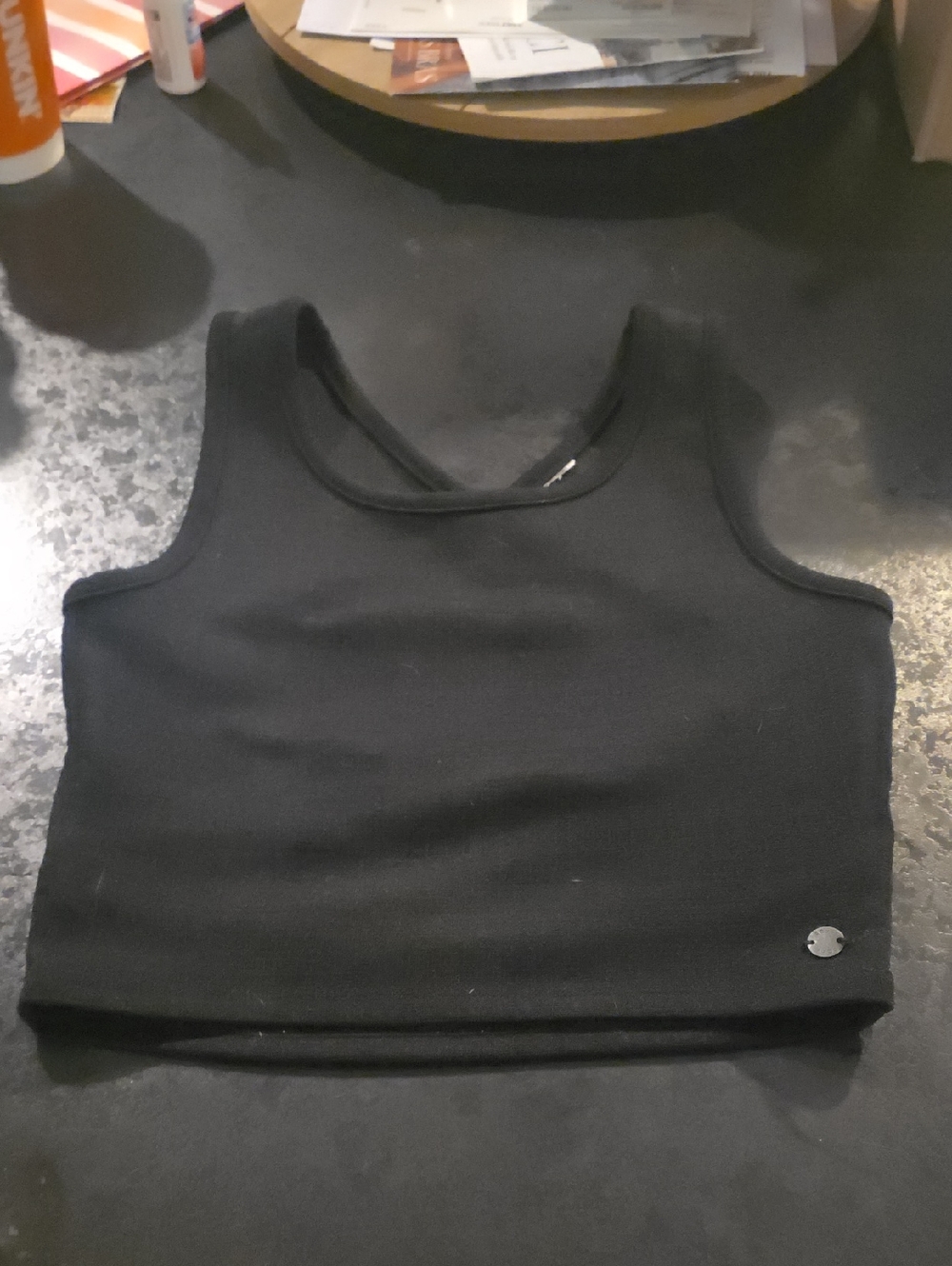 Roxy Black Ribbed Cropped Tank Top